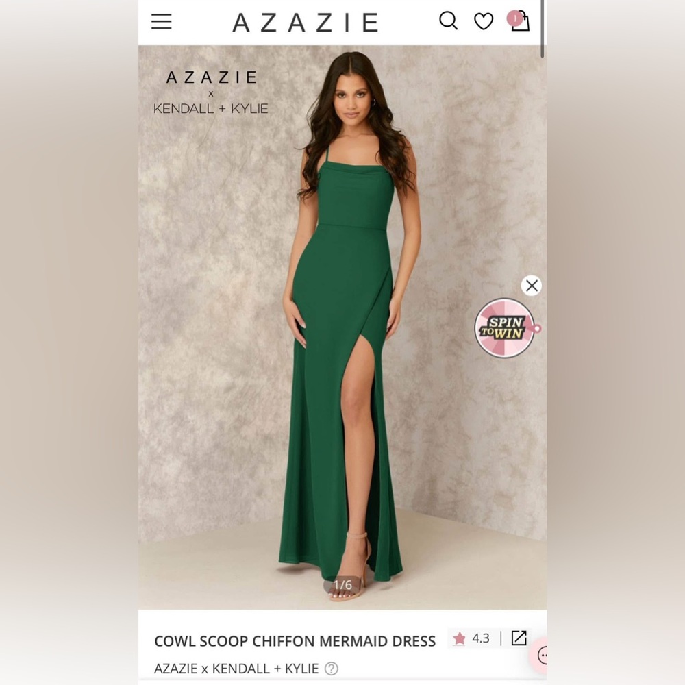 Azazie Cowl Scoop Chiffon Mermaid Dress Dark Green